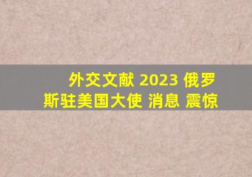 外交文献 2023 俄罗斯驻美国大使 消息 震惊